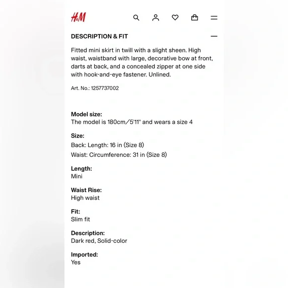 H&M NWT viral red bow mini skirt - Picture 11 of 11